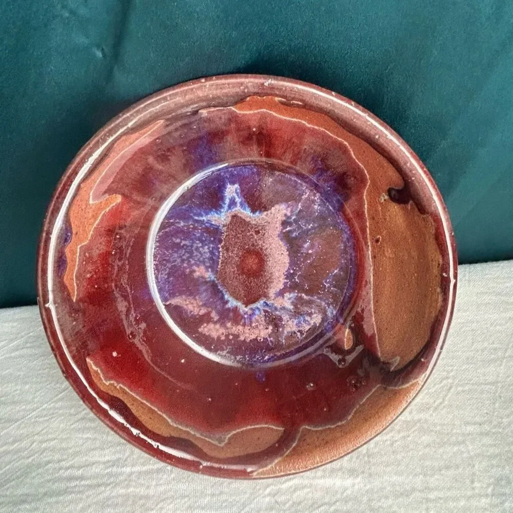 Blue Ridge Pottery BRP Red Purple Heavy Drip Glaze Bowl